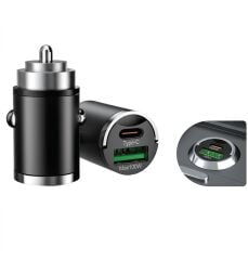 Carub 100W Mini Araç Çakmaklık Şarj Cihazı USB + Type-C PD Hızlı Şarj iOS Android Uyumlu