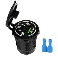 IC-266C-5 12-24 Volt USB QC3.0 + PD Type-C Pano Tipi Çakmaklık Soketi 41 mm