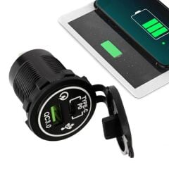 IC-266C-5 12-24 Volt USB QC3.0 + PD Type-C Pano Tipi Çakmaklık Soketi 41 mm