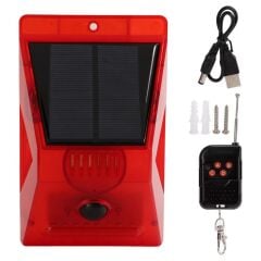 SESLİ HAYVAN KOVUCU ALARM CİHAZI UZAKTAN KUMANDALI SOLAR PANELLİ HAREKET SENSÖRLÜ