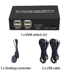 4306 Hdmi Kvm Switch 2 Port Usb Type C 2 PC Tek Kasa Klavye Mouse Kontrol Çoklayıcı