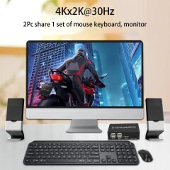 4306 Hdmi Kvm Switch 2 Port Usb Type C 2 PC Tek Kasa Klavye Mouse Kontrol Çoklayıcı