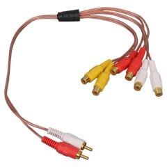 PM-24208 2 RCA Erkek - 6 RCA Dişi Ses Çoklayıcı Kablo 40 cm Zırhlı Dağıtıcı