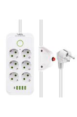 VEA Altılı 4 Usb + Type-C Beyaz Akım Korumalı Priz 21564