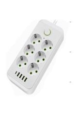 VEA Altılı 4 Usb + Type-C Beyaz Akım Korumalı Priz 21564