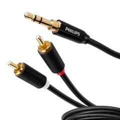 Philips SWR2121B/93 3,5 mm Stereo 2 RCA AUX Ses Kablosu 5 Metre Hi-Fi Ses Kalitesi