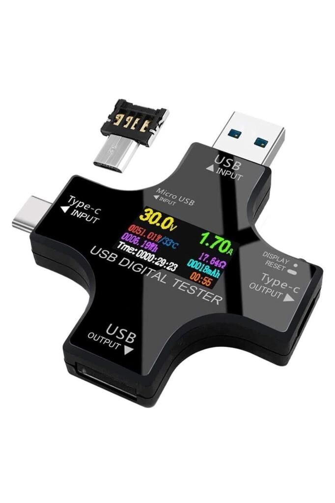 USB Tester Voltmetre Ampermetre Akım Göstergesi Multimetre Test Cihazı OTG Dest