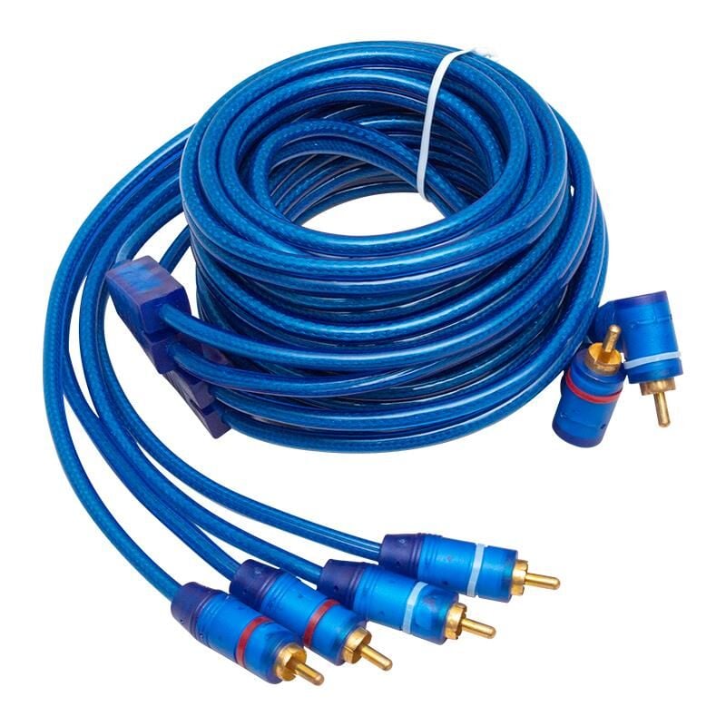 PM-425 2 RCA Erkek + 4 RCA Erkek Şaseli 5 Metre Mavi Kablo