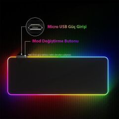 Rgb Gami̇ng Mouse Pad 14 Modlu 300x800x4mm