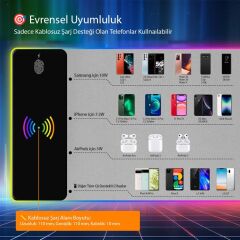Xl Rgb Gami̇ng Mouse Pad Wireless Telefon Şarj Destekli̇ 14 Modlu 300x800x4mm