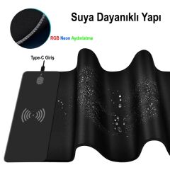 Xl Rgb Gami̇ng Mouse Pad Wireless Telefon Şarj Destekli̇ 14 Modlu 300x800x4mm