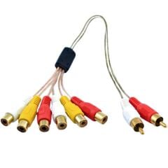 2 RCA Erkek / 6 RCA Dişi 60 cm Şeffaf Ara Kablo