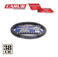 CARUB Direksiyon Kılıfı 38cm Siyah  Silver Dama Fosfor