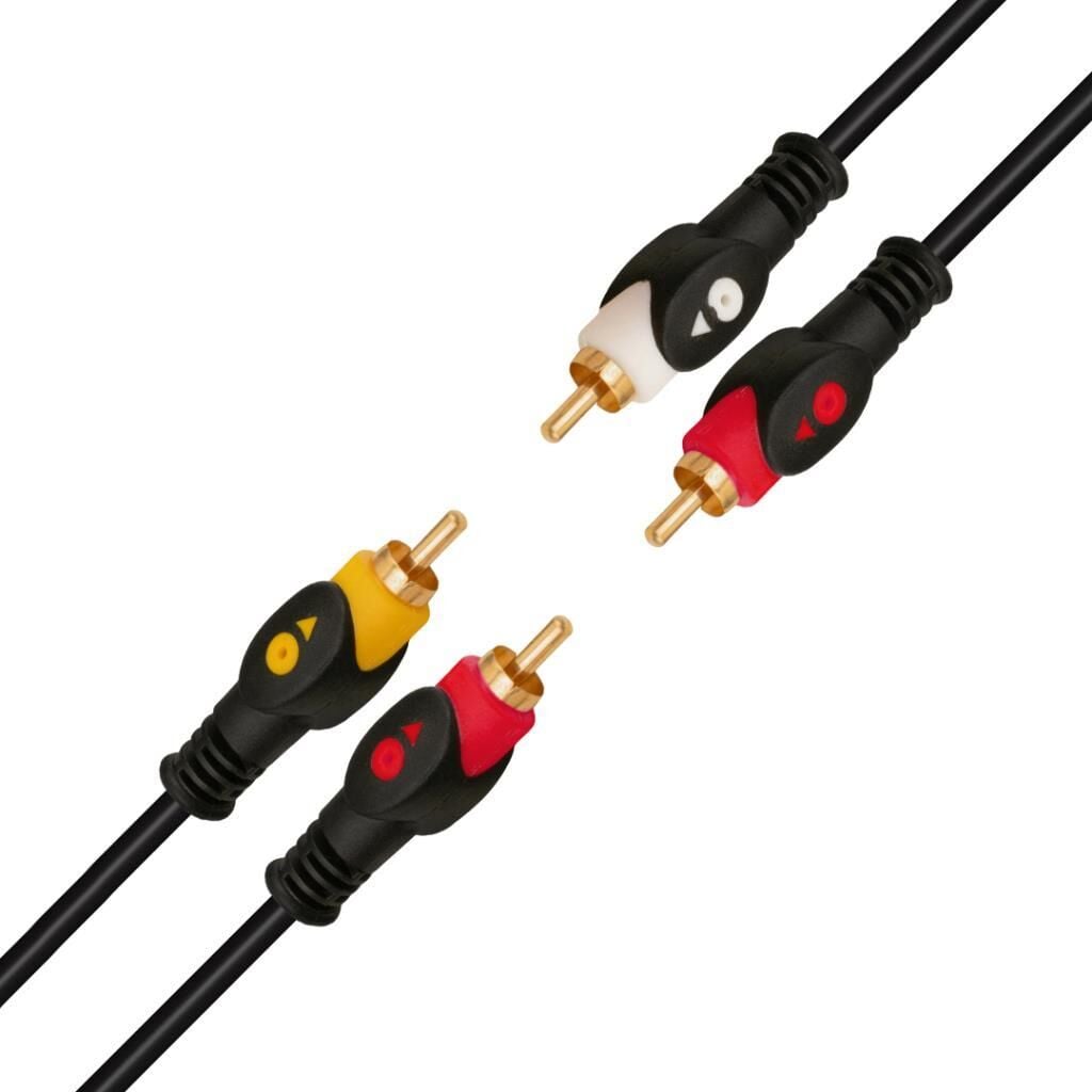 2 RCA + 2 RCA 1,5 Metre 1. Kalite Gold Siyah Kablo