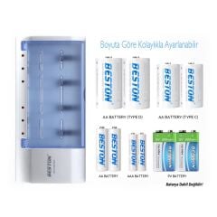 PM-20117 (AA-AAA-C-D-9V-SC) Universal Tüm Boylar Pil Şarj Cihazı