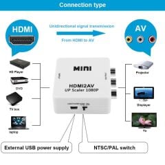 Hdmi To Av Rca Tos Çevirici + Hdmi Kablo + Rca Kablo