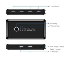 4685 Usb 4 port Hub 2 Kasa Pc Bilgisayar Kvm Switch Splitter Çoklayıcı