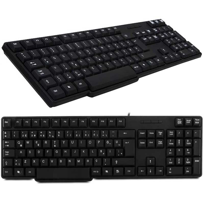 Everest Kb-517u Si̇yah 2mt Bakir Kablolu Usb Q Standart Klavye