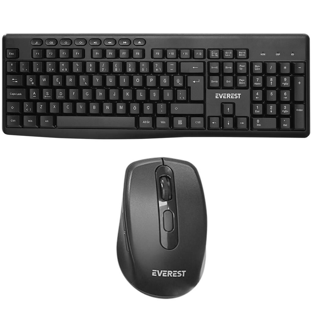 EVEREST KM-719 SİYAH İKİSİ BİR ARADA 2 IN 1 KABLOSUZ Q MULTİMEDİA KLAVYE + MOUSE SET