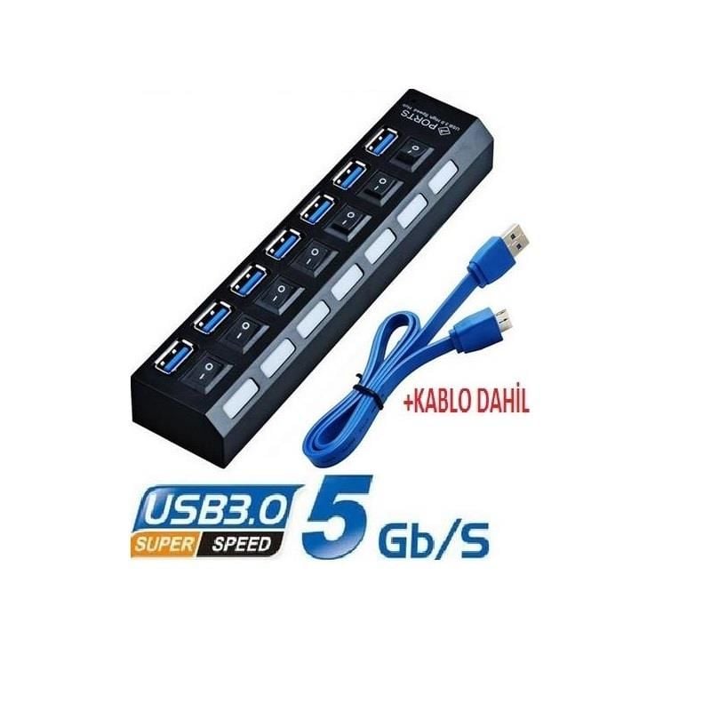 7 Port Usb 3.0 Hub Çoklayıcı Çoğaltıcı Switch