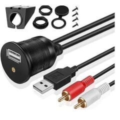 4825 Usb 2Rca 3.5mm Aux Araç İçi Kontrol Paneli Uzatma Ek Kablosu